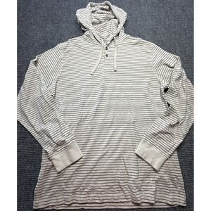 Jack O'Neill Pullover Hoodie‎ Mens Large Beige Navy Striped 100% Cotton Casual
